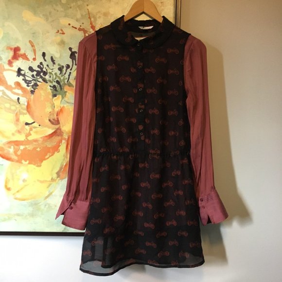 H Halston Primrose Red Pleated Pintuck Tunic Blouse - Picture 10 of 11